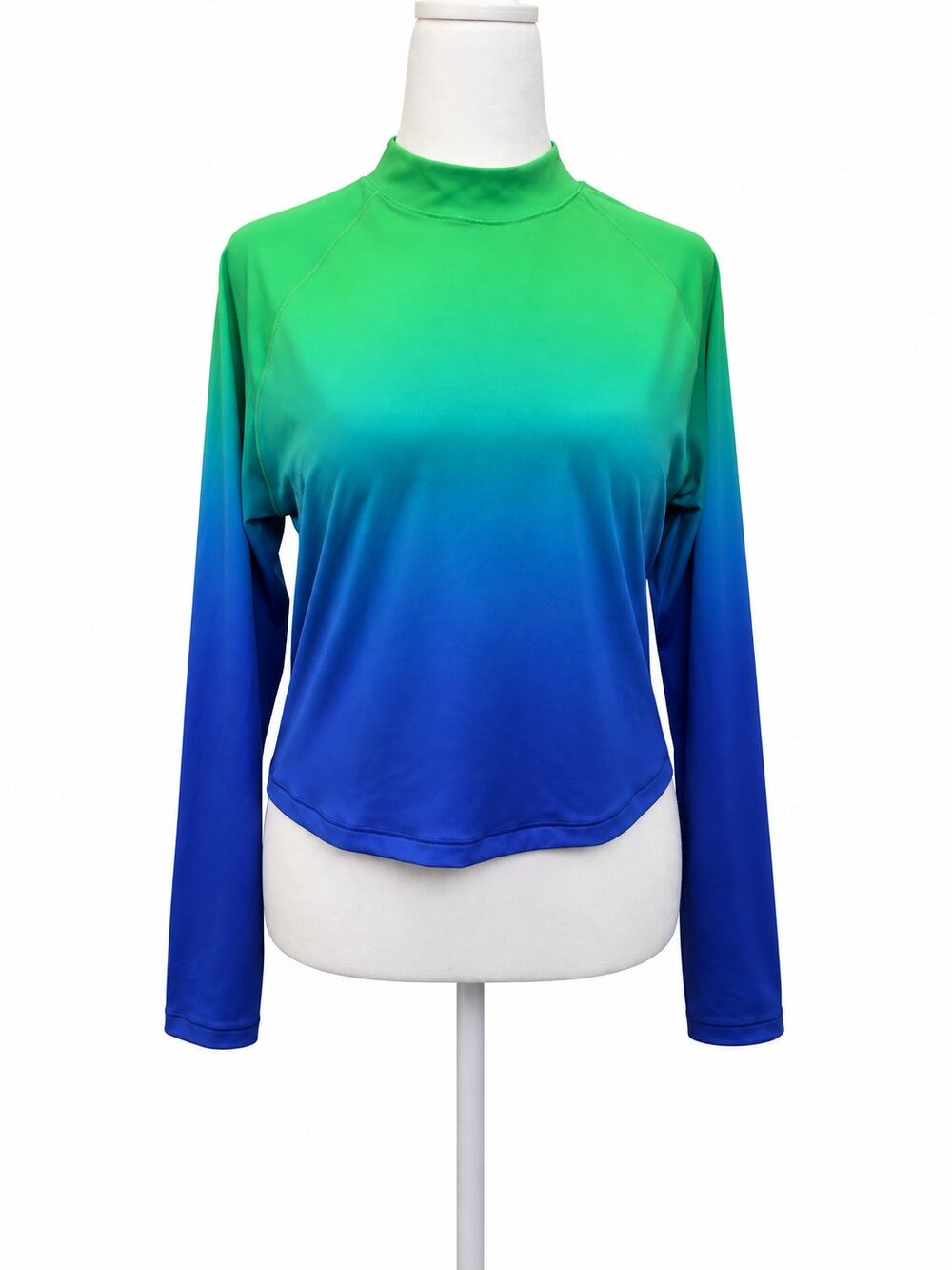 Athleta North Point Crop Rashguard XL NWT Monroe Ombre Cool Green Blue UPF 40+